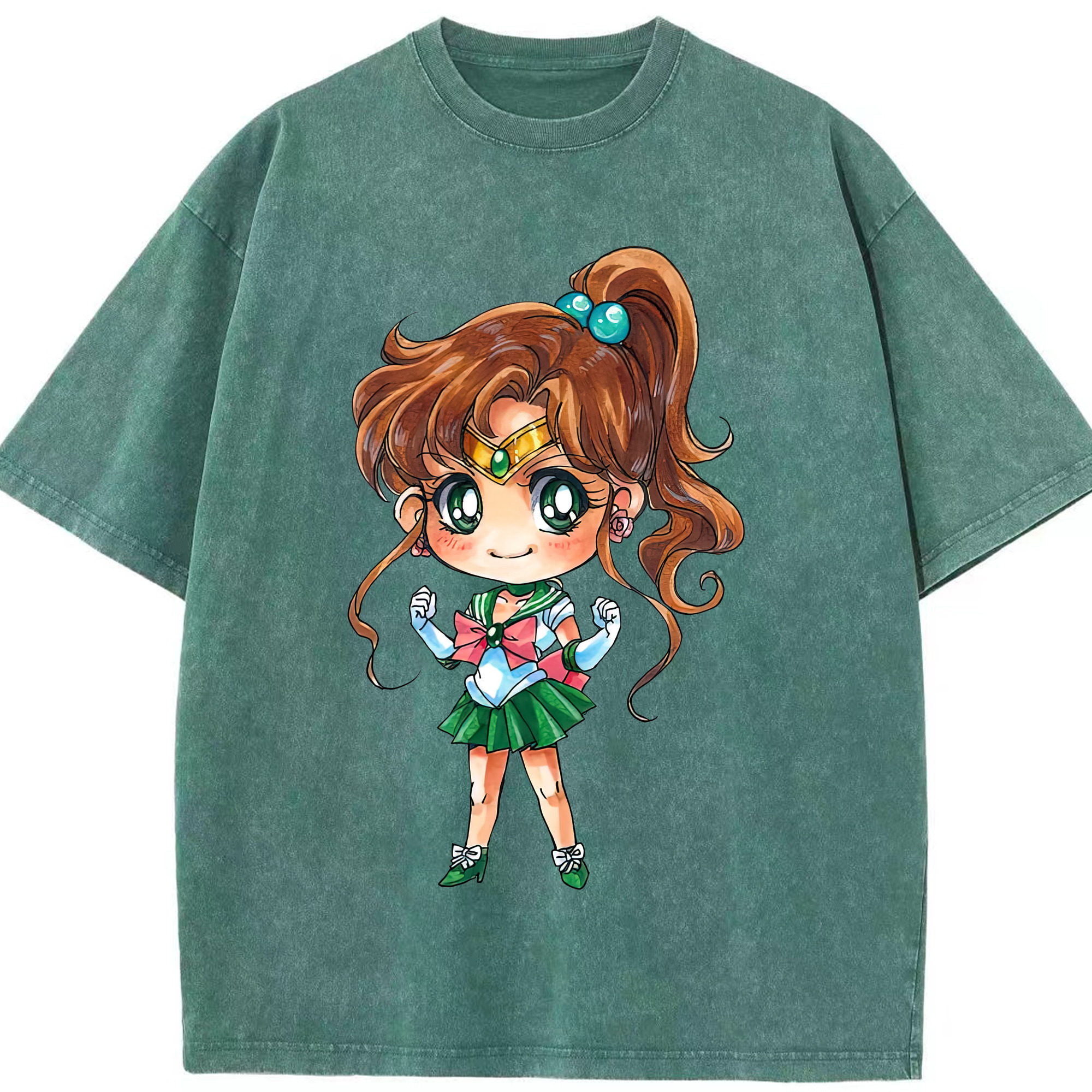 （画像用） 美少女戦士セーラームーン 木野 まこと きの まこと Sailor Moon Kino Makoto （セーラージュピター；Sailor Jupiter） 綿100% ヴィンテージ風 半袖Tシャツ（フロントプリント）